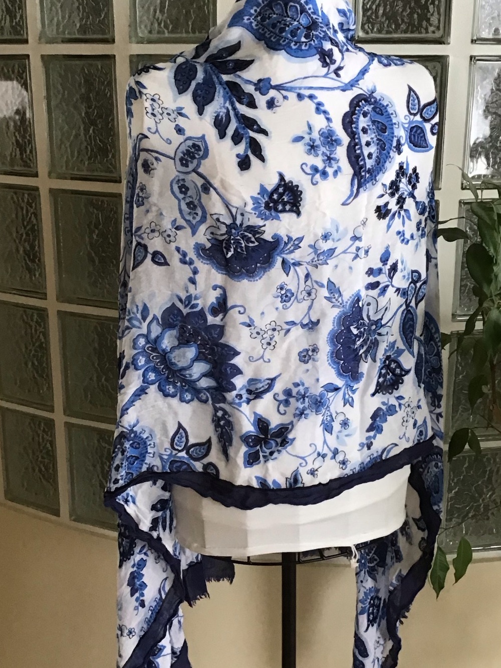 Talbots Navy Print Scarf - Picture 5 of 5